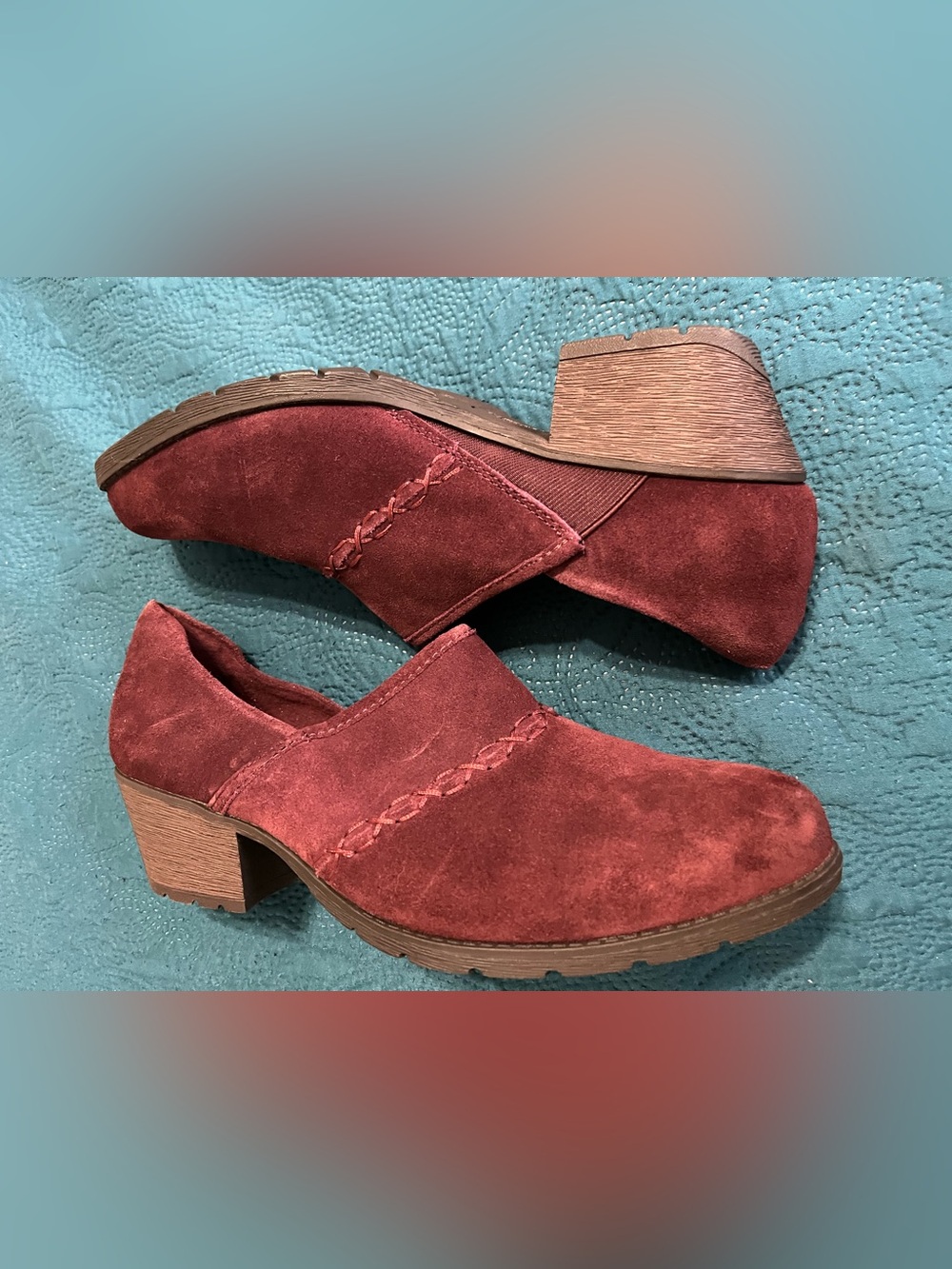 Earth Origins Burgundy Suede Slip-On Flats - Picture 4 of 6